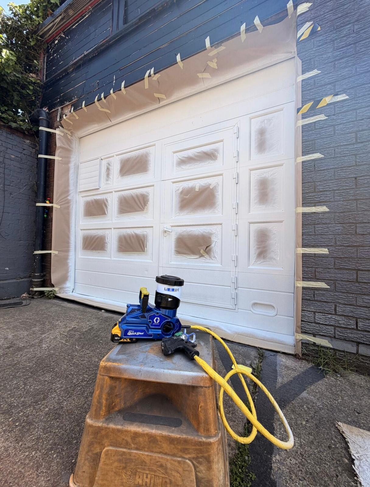 Sprayed garage door — finish